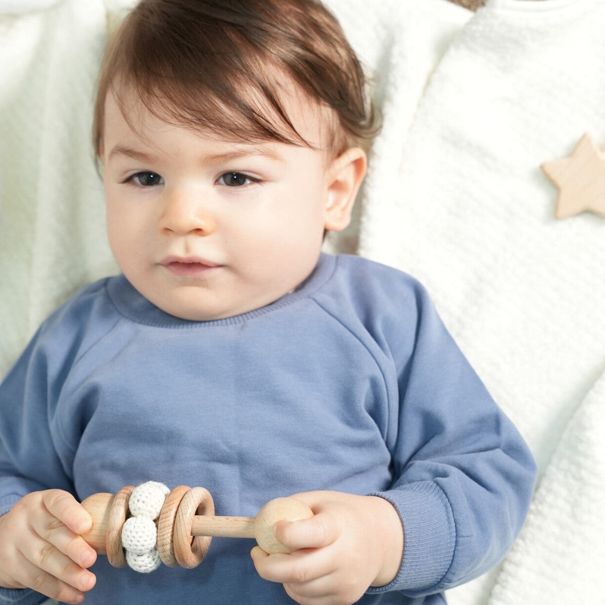 Baby Bloom Wooden Teething Rattle