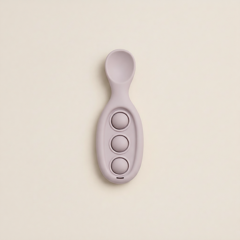 Silicone Fidget Button Spoon Set – Baby Self-Feeding Spoons – Cuddle Bloom