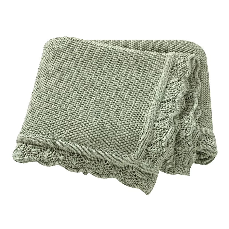Knitted Crochet Soft Cotton Trim Baby Blanket