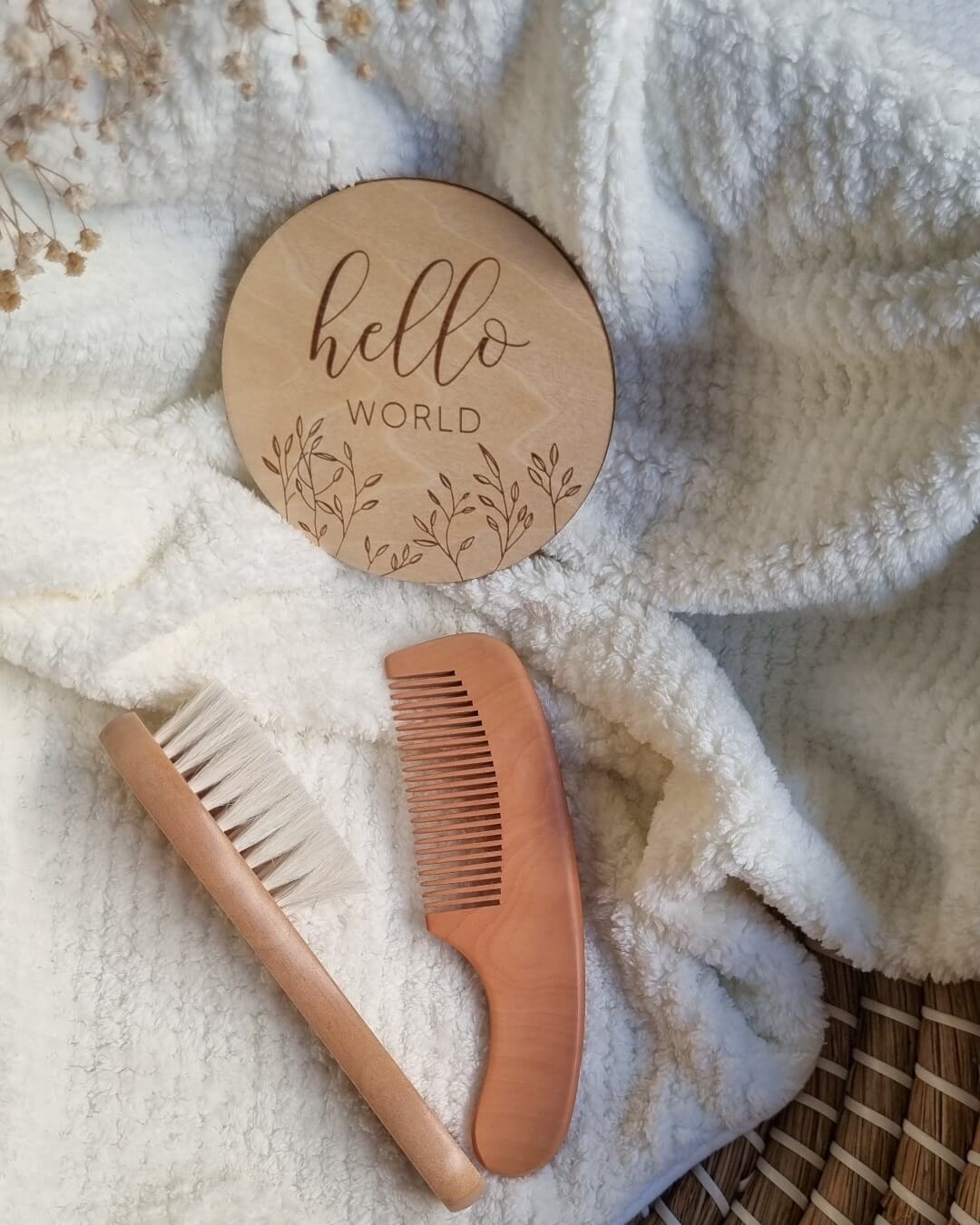 Cottage Core Inspired Natural Wooden Baby Brush Set