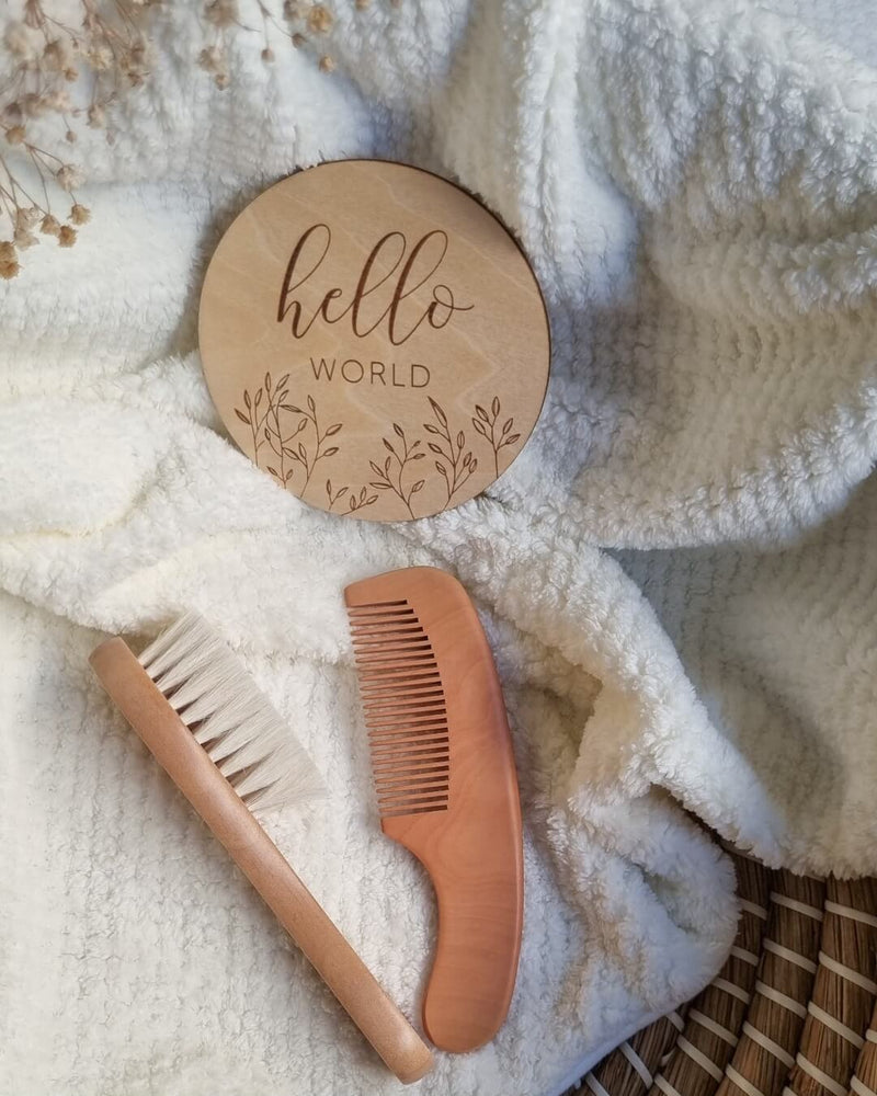 Cottage Core Inspired Natural Wooden Baby Brush Set