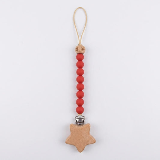Wooden Star Silicone Pacifier Clip