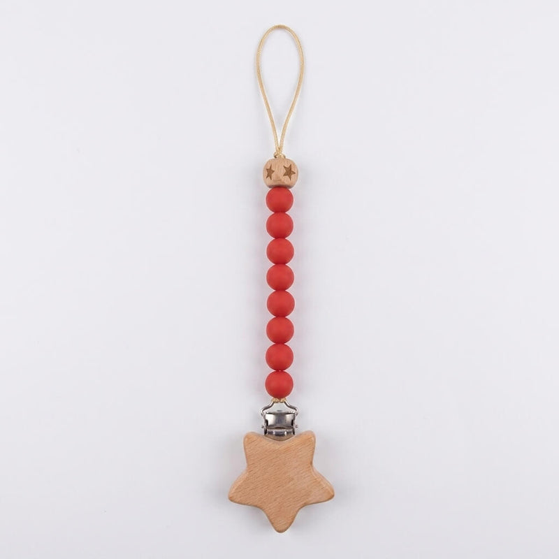 Wooden Star Silicone Pacifier Clip